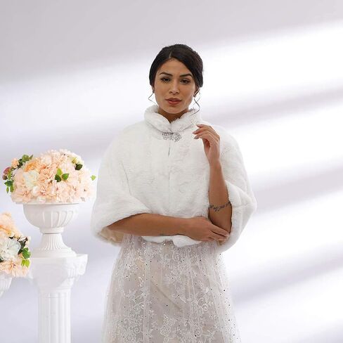 Women's Fur Wraps and Shawls Bridal Fur Stoles Scarf Faux Fur Scarf for Bride and Bridesmaids in Saudi Arabia