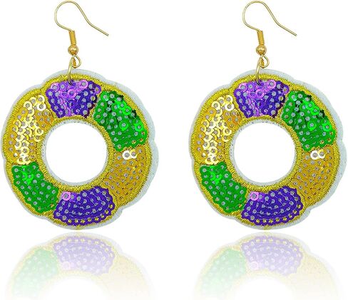 Mardi Gras Earrings for Women Fleur De Lis Dangle Earrings Mardi Gras Accessories in Kuwait