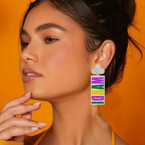 Mardi Gras Earrings for Women Fleur De Lis Dangle Earrings Mardi Gras Accessories in Kuwait