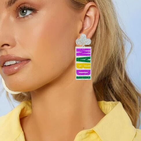Mardi Gras Earrings for Women Fleur De Lis Dangle Earrings Mardi Gras Accessories in Kuwait