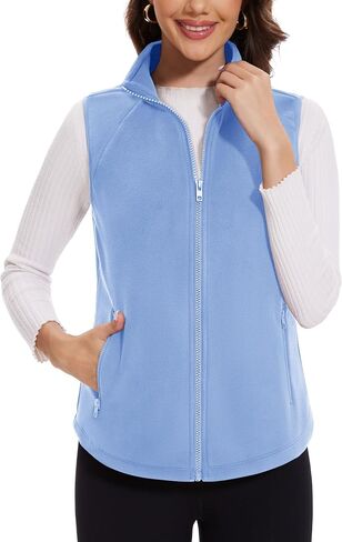 MAGCOMSEN Women's Fleece Vest with Zipper Pockets Zip Up Sleeveless Jackets Lightweight Soft Warm Polar Vest Outerwear in Saudi Arabia