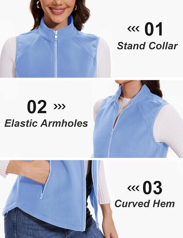 MAGCOMSEN Women's Fleece Vest with Zipper Pockets Zip Up Sleeveless Jackets Lightweight Soft Warm Polar Vest Outerwear in Saudi Arabia