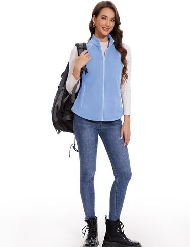 MAGCOMSEN Women's Fleece Vest with Zipper Pockets Zip Up Sleeveless Jackets Lightweight Soft Warm Polar Vest Outerwear in Saudi Arabia