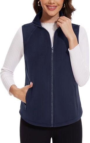 MAGCOMSEN Women's Fleece Vest with Zipper Pockets Zip Up Sleeveless Jackets Lightweight Soft Warm Polar Vest Outerwear in Saudi Arabia