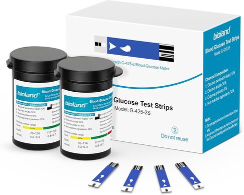 G-425-3S Diabetic Blood Test Strips*100, Used for G-425-3 Blood Glucose Monitor, 0.7μl Blood Sample, Accurate Measurement, Results in 5 Seconds, 2 Bottles of 50 Pieces Each in Saudi Arabia