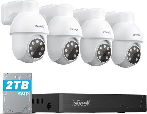 كاميرا ieGeek 5MP POE، كاميرا IP للأمان الخارجي مع إمالة 355 درجة/90 درجة، كاميرات أمان سلكية للمراقبة المنزلية، كشف الذكاء الاصطناعي، التتبع التلقائي، صوت ثنائي الاتجاه، رؤية ليلية، تسجيل 24/7 in Saudi Arabia