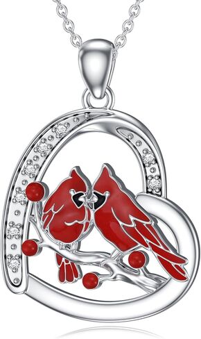Diamond Cardinal Necklace for Women 925 Sterling Silver Red Cardinal Pendant Lab Grown Diamond Jewelry Gifts for Mom in Saudi Arabia