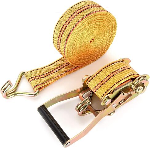 DAJAVE 4 Pack Ratchet Straps Heavy Duty, 2 Inch 20Ft Tie Down Straps with Double J Hook, 4400 LBS Cargo Ratchet Straps for Moving and Securing Cargo Lawn Equipment and Motorcycles (Yellow) in Kuwait