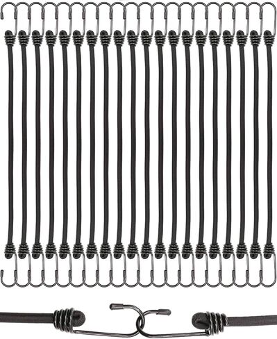 Bungee Cords with Hooks 40cm - 10 Pcs Bungee Cords Heavy Duty Outdoor, Bungee Straps with Hooks for Camping Tarp, Tents, Canopy and Fixings (Black) in Saudi Arabia