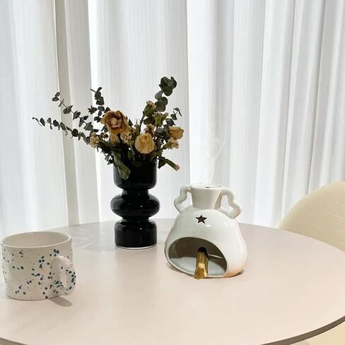 Ceramic Palo Santo Holder for Burning 3 in 1, Sage Holder, Incense Cone Holder Ash Catcher with Chimney, Smudge Bowl for Yoga Meditation Room Home Decor Unique Gift White in Saudi Arabia