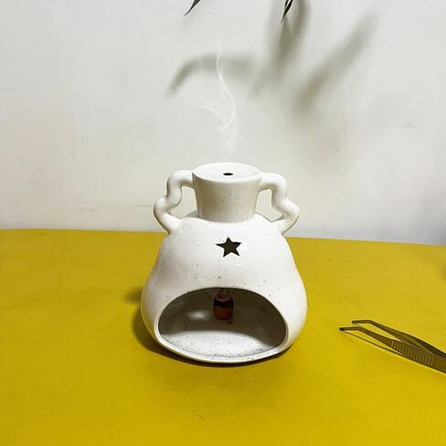 Ceramic Palo Santo Holder for Burning 3 in 1, Sage Holder, Incense Cone Holder Ash Catcher with Chimney, Smudge Bowl for Yoga Meditation Room Home Decor Unique Gift White in Saudi Arabia
