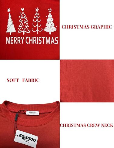 Zeagoo عيد الميلاد البلوز للنساء Crewneck شجرة عيد الميلاد طويلة الأكمام قميص عيد الميلاد عطلة حزب البلوز قمم سترة in Kuwait