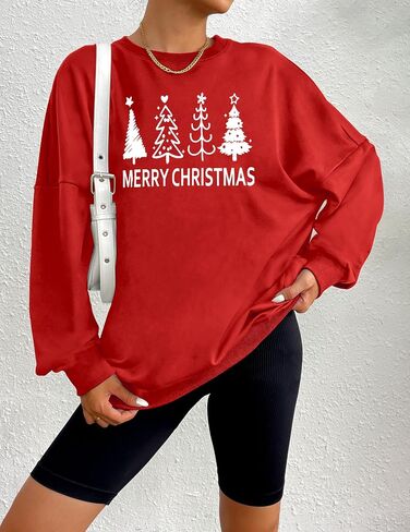 Zeagoo عيد الميلاد البلوز للنساء Crewneck شجرة عيد الميلاد طويلة الأكمام قميص عيد الميلاد عطلة حزب البلوز قمم سترة in Kuwait