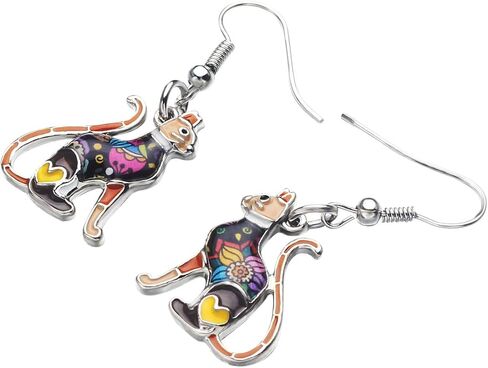 BONSNY Cute Enamel Dangle Anime Cat Earrings for Women Teens Girls Jewelry Novelty Pets Funny Charms in Saudi Arabia