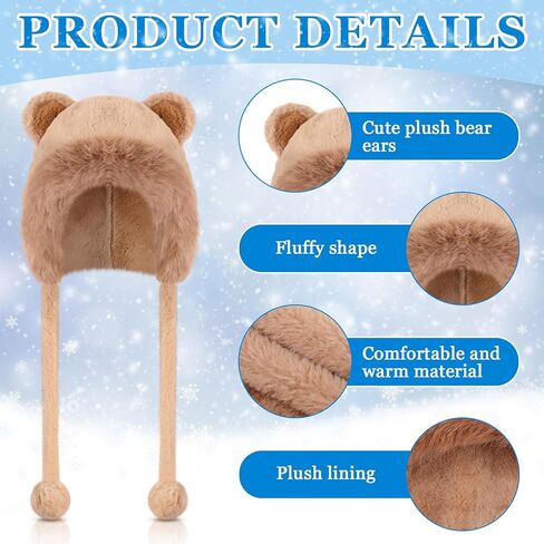 3 حزمة النساء الشتاء قبعة القبعات الشتاء بوم بوم قبعات صغيرة فو الفراء الكروشيه رقيق متماسكة قبعة الدب آذان الصوف اصطف رقيق التزلج الثلوج قبعة in Kuwait