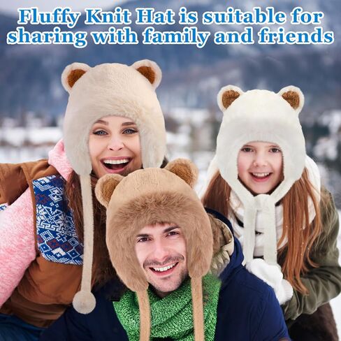 3 حزمة النساء الشتاء قبعة القبعات الشتاء بوم بوم قبعات صغيرة فو الفراء الكروشيه رقيق متماسكة قبعة الدب آذان الصوف اصطف رقيق التزلج الثلوج قبعة in Kuwait