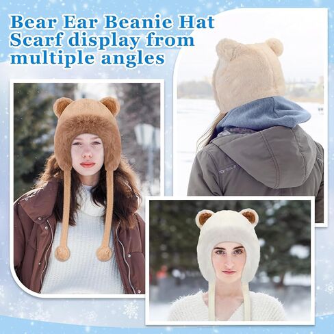 3 حزمة النساء الشتاء قبعة القبعات الشتاء بوم بوم قبعات صغيرة فو الفراء الكروشيه رقيق متماسكة قبعة الدب آذان الصوف اصطف رقيق التزلج الثلوج قبعة in Kuwait