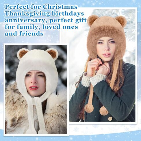 3 حزمة النساء الشتاء قبعة القبعات الشتاء بوم بوم قبعات صغيرة فو الفراء الكروشيه رقيق متماسكة قبعة الدب آذان الصوف اصطف رقيق التزلج الثلوج قبعة in Kuwait