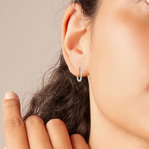 14K Gold or Platinum Plated Capsule Link Long Hoop Earrings For Women with Cubic Zirconia in Saudi Arabia