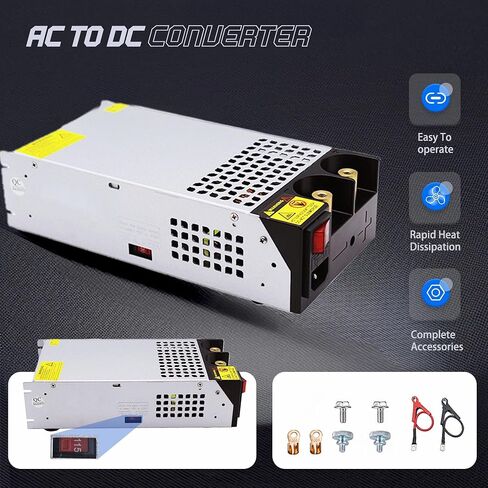 AC to DC 12V 50A 600W Power Supply Switching Universal Regulated AC to DC Converter AC 110V 220V to DC 12V SMPS Transformer Driver Adapter for LED Strip Light, CCTV Camera, RV (DC12V-50A-600W) in Kuwait