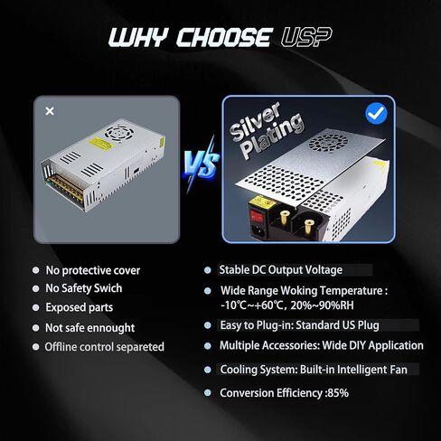 AC to DC 12V 50A 600W Power Supply Switching Universal Regulated AC to DC Converter AC 110V 220V to DC 12V SMPS Transformer Driver Adapter for LED Strip Light, CCTV Camera, RV (DC12V-50A-600W) in Kuwait