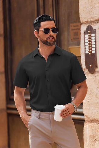 COOFANDY Men's Casual Button Down Shirts Short Sleeve Summer Untucked Dress Shirts in Saudi Arabia