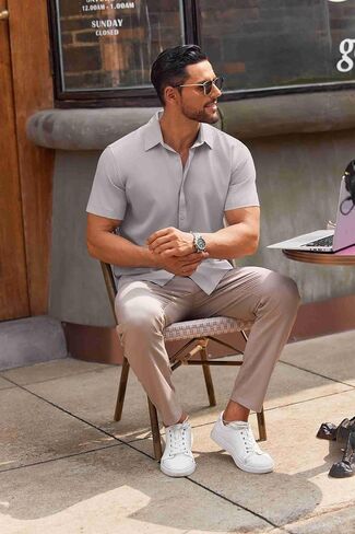 COOFANDY Men's Casual Button Down Shirts Short Sleeve Summer Untucked Dress Shirts in Saudi Arabia