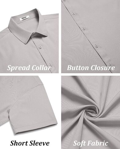 COOFANDY Men's Casual Button Down Shirts Short Sleeve Summer Untucked Dress Shirts in Saudi Arabia