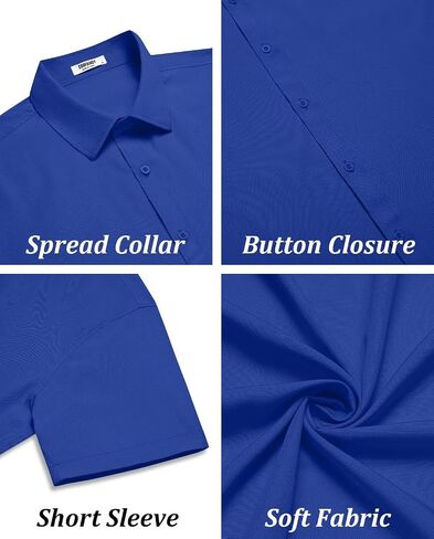 COOFANDY Men's Casual Button Down Shirts Short Sleeve Summer Untucked Dress Shirts in Saudi Arabia
