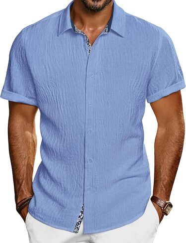 PJ PAUL JONES Mens Short Sleeve Button Down Shirts Casual Beach Summer Vacation Shirts in Saudi Arabia