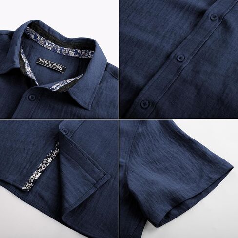 PJ PAUL JONES Mens Short Sleeve Button Down Shirts Casual Beach Summer Vacation Shirts in Saudi Arabia