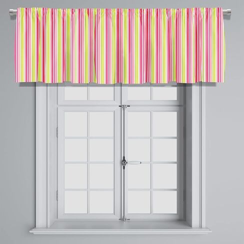 Blackout Classic Ticking Stripe Pink and White Rod Pocket Short Window Curtain Valance for Kitchen Bedroom Decor, 52" x 18", Pink and White, 2 Panels in Saudi Arabia