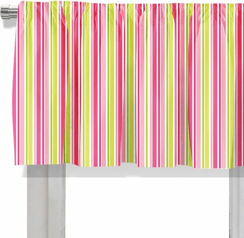 Blackout Classic Ticking Stripe Pink and White Rod Pocket Short Window Curtain Valance for Kitchen Bedroom Decor, 52" x 18", Pink and White, 2 Panels in Saudi Arabia