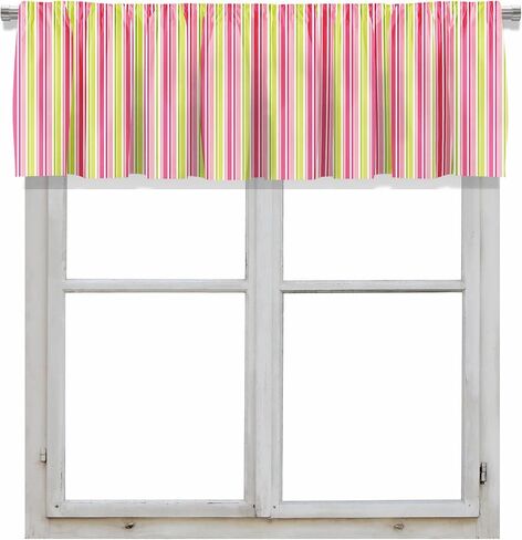 Blackout Classic Ticking Stripe Pink and White Rod Pocket Short Window Curtain Valance for Kitchen Bedroom Decor, 52" x 18", Pink and White, 2 Panels in Saudi Arabia