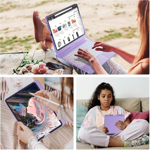 NOKBABO iPad Air 11 inch case with Keyboard (M2) 2024, Built-in Touchpad, Pencil Holder, iPad Pro 11 inch Keyboard for 4th/3rd/2nd/1st & iPad Air 5th/4th (NOT for iPad Pro 11" M4) - Metallic Pink in Saudi Arabia