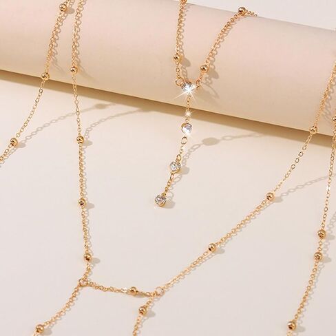 Tgirls Beads Body Chain Sexy Body Jewelry for Women Crystal Body Chains Layered Bra Bikini Body Waist Chain in Kuwait
