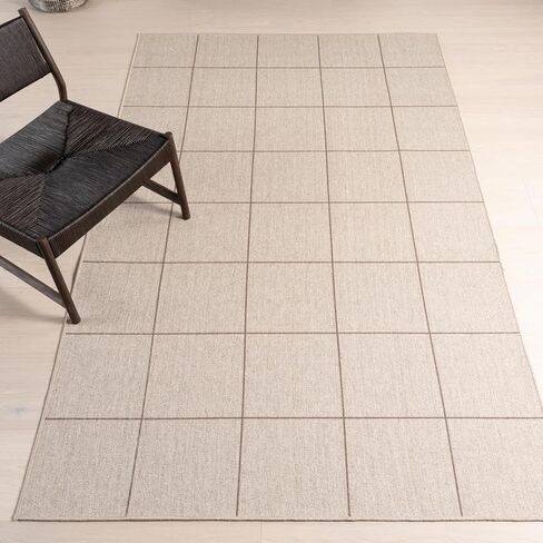 سجادة منطقة الصوف الصلبة 4x6 من NuLOOM Damira قابلة للغسل في الغسالة لغرفة المعيشة وغرفة النوم وغرفة الطعام والمطبخ، بني/بني فاتح in Kuwait