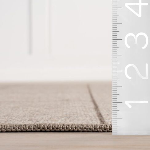 سجادة منطقة الصوف الصلبة 4x6 من NuLOOM Damira قابلة للغسل في الغسالة لغرفة المعيشة وغرفة النوم وغرفة الطعام والمطبخ، بني/بني فاتح in Kuwait