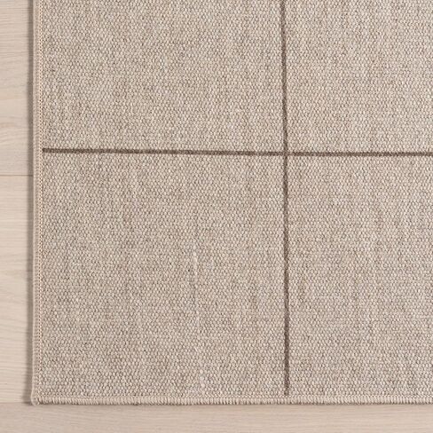 سجادة منطقة الصوف الصلبة 4x6 من NuLOOM Damira قابلة للغسل في الغسالة لغرفة المعيشة وغرفة النوم وغرفة الطعام والمطبخ، بني/بني فاتح in Kuwait