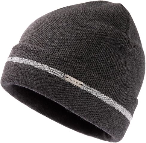 TOP-EX XL/XXL 50% Merino Wool Cuffed Beanie for Men Women Double Layer Winter Knit Hats with Reflective Strips Warm & Soft in Saudi Arabia