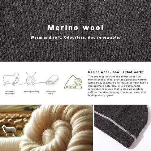 TOP-EX XL/XXL 50% Merino Wool Cuffed Beanie for Men Women Double Layer Winter Knit Hats with Reflective Strips Warm & Soft in Saudi Arabia