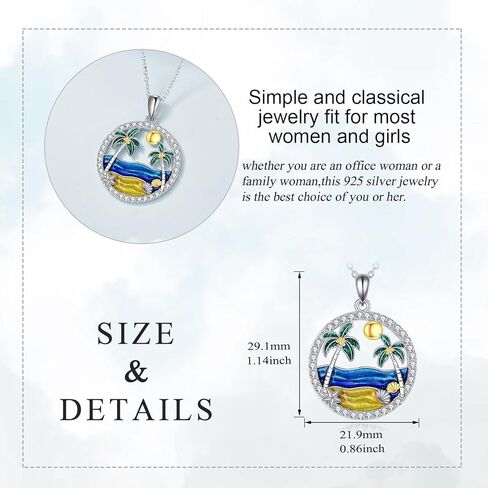 قلادة فلامنغو 925 فضة شجرة النخيل الاستوائية مع قلادة حجر القمر شجرة النخيل فلامنغو مجوهرات هدايا للنساء in Kuwait