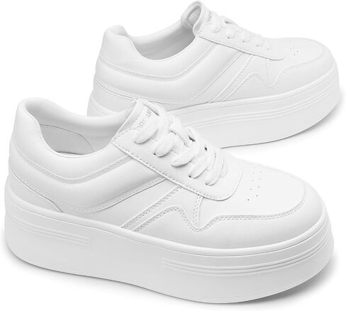 DREAM PAIRS Women Platform High Heel Fashion Sneakers Walking Lace Up Lightweight Stylish Classisc Casual Sneaker. in Saudi Arabia