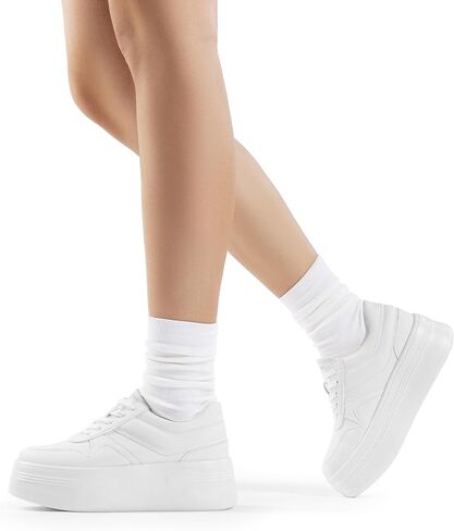 DREAM PAIRS Women Platform High Heel Fashion Sneakers Walking Lace Up Lightweight Stylish Classisc Casual Sneaker. in Saudi Arabia