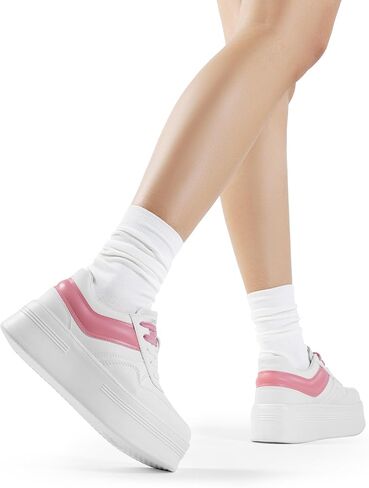 DREAM PAIRS Women Platform High Heel Fashion Sneakers Walking Lace Up Lightweight Stylish Classisc Casual Sneaker. in Saudi Arabia