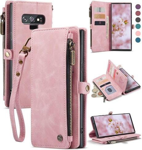 Defencase Compatible with Galaxy Note 9 Case Wallet with RFID Blocking Card Holder for Women Men, PU Leather Magnetic Snap Flip Zipper Strap Phone Case Fit for Samsung Galaxy Note 9, Black in Kuwait