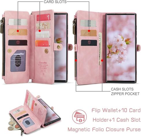 Defencase Compatible with Galaxy Note 9 Case Wallet with RFID Blocking Card Holder for Women Men, PU Leather Magnetic Snap Flip Zipper Strap Phone Case Fit for Samsung Galaxy Note 9, Black in Kuwait