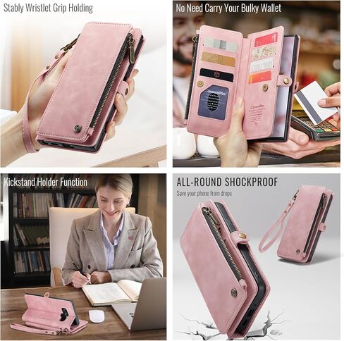 Defencase Compatible with Galaxy Note 9 Case Wallet with RFID Blocking Card Holder for Women Men, PU Leather Magnetic Snap Flip Zipper Strap Phone Case Fit for Samsung Galaxy Note 9, Black in Kuwait