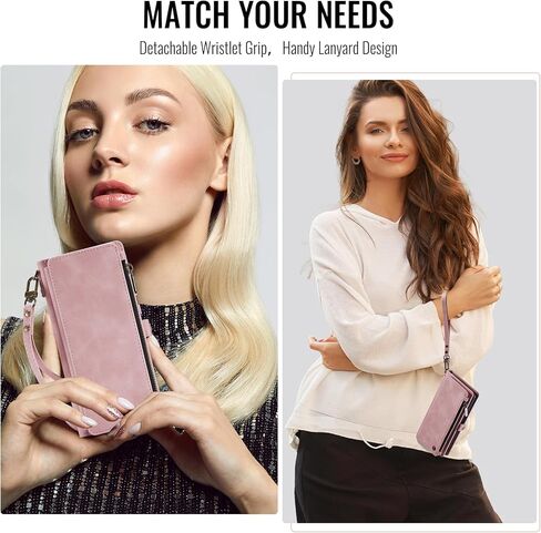 Defencase Compatible with Galaxy Note 9 Case Wallet with RFID Blocking Card Holder for Women Men, PU Leather Magnetic Snap Flip Zipper Strap Phone Case Fit for Samsung Galaxy Note 9, Black in Kuwait