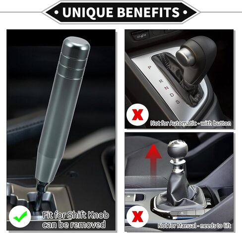 Gear Shifter Knob Kit, 18cm Car Shift Lever Knob Universal for Automatic and Manual Vehicle Durable Aluminum Alloy Blue with 3 Adapter in Saudi Arabia